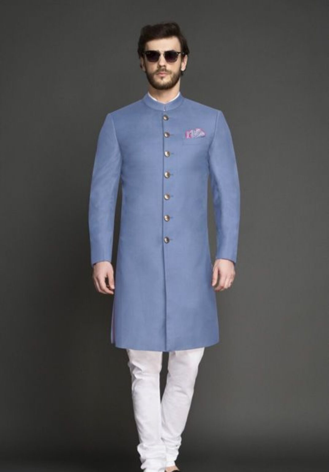 Sky Blue Colour Sherwani - Mehdi Hasan Tailor Aligarh