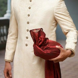 Light peach color sherwani for wedding