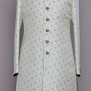 silver gold embroidered indo western sherwani