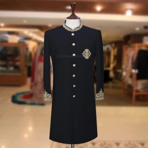 Indo-Western Velvet Zari Enbriodered Sherwani