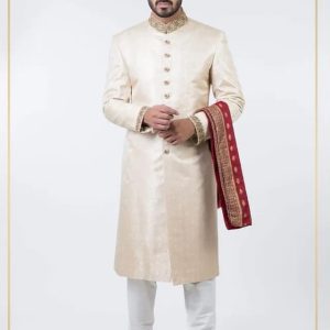 Ivory Cream color Embroidered Sherwani