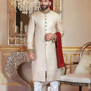 Jamawar Groom Sherwani